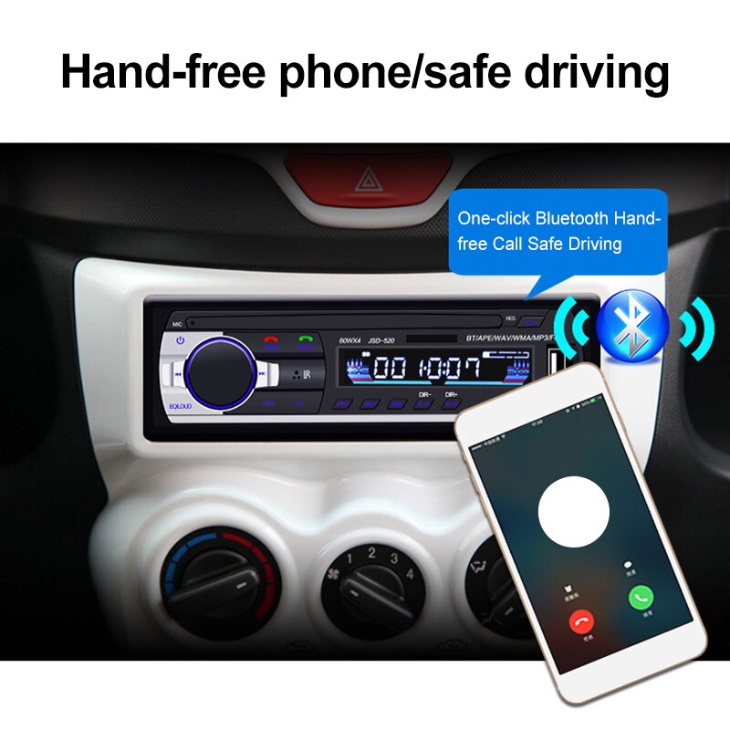 Car Bluetooth Autoradio Car Stereo Radio Aux Input Receiver SD USB JSD-520 12V In- 1 din Car MP3 Multimedia Player