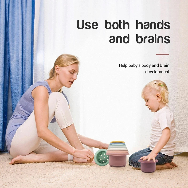 Jouets empilables de tasse Montessori pour bébé de 0 à 12 mois, jouets éducatifs pour baignoire de plage, piscine, de noël