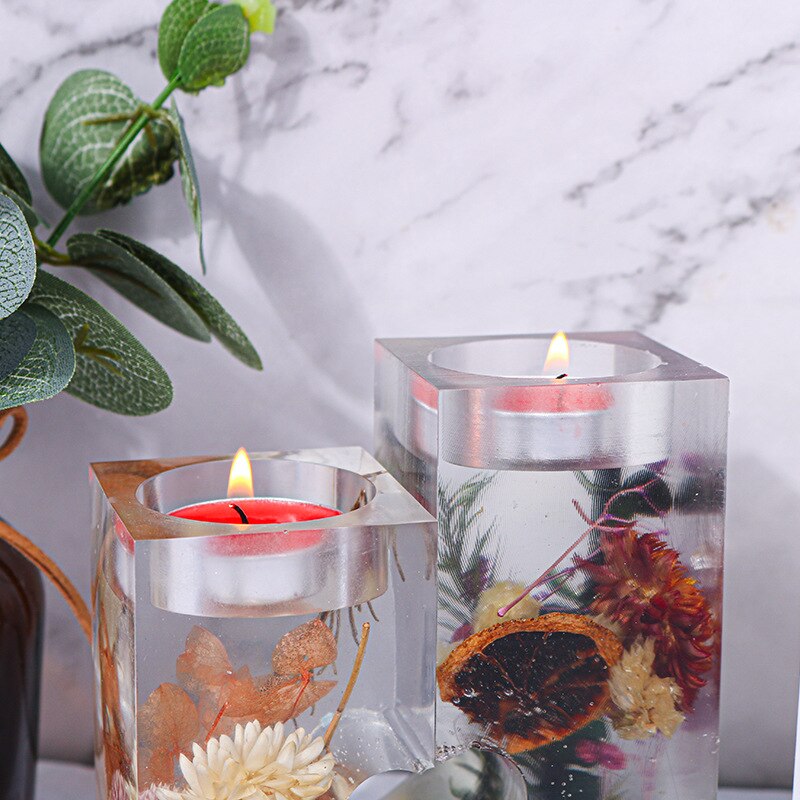 Cuboid Love Heart Candle Holder Silicone Mold Candlestick Epoxy Resin Mould Home Decoration Jewelry Making Tools DIY Crafts
