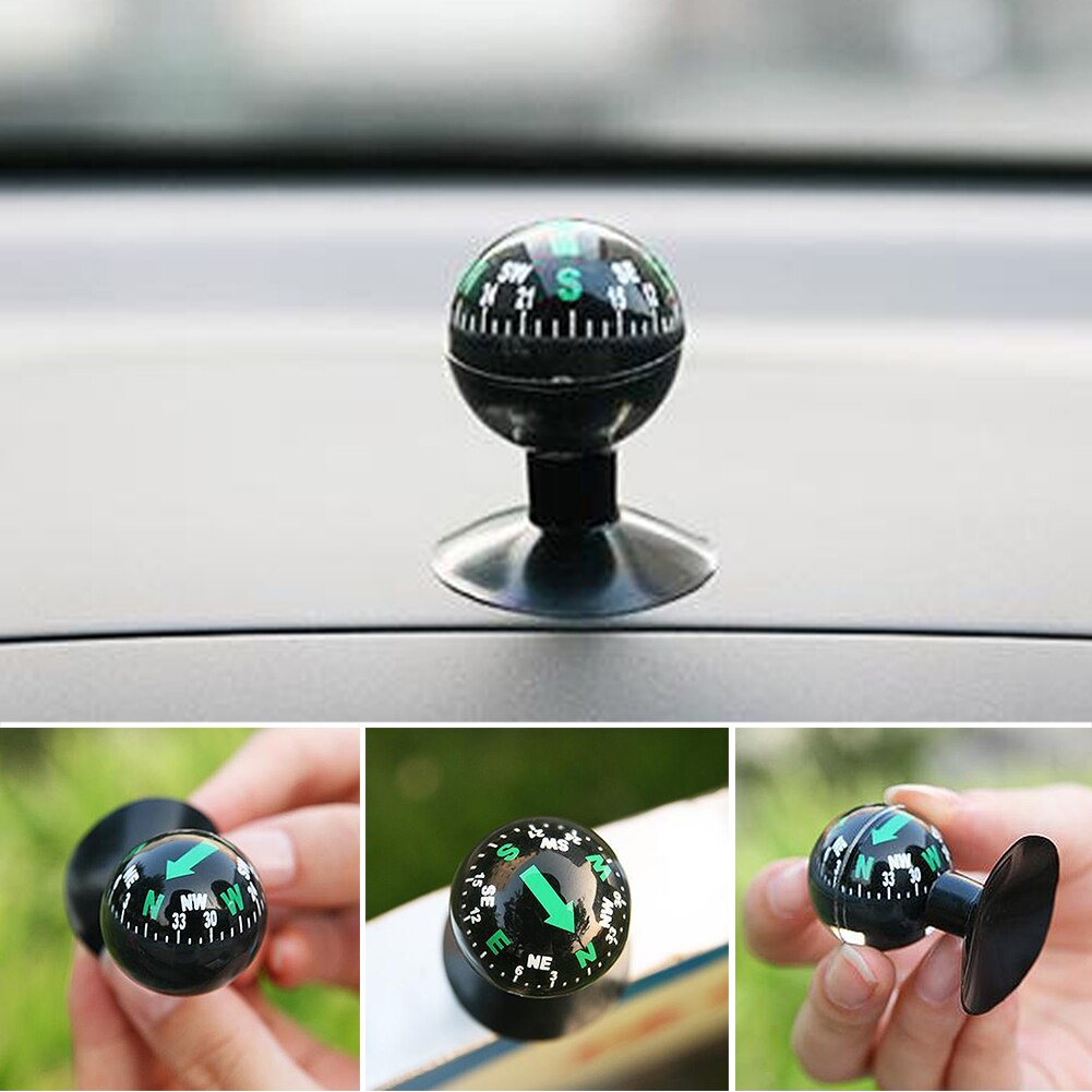 1 unidad de brújula rellena de líquido pequeño de negro, brújula práctica con ventosa para coche, Bola de guía omnidireccional con ventosa