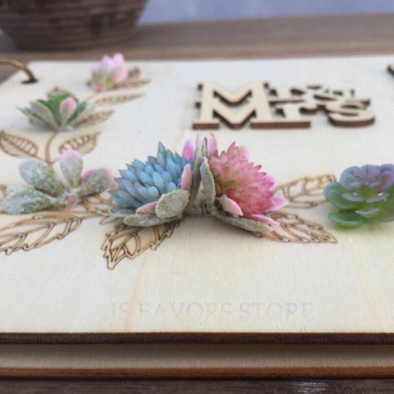 1 szt. Zdjęcie umieszczone z Pan pani symulowane sukulenty na wesele zaangażowane strona jako prezent podpis księga gości