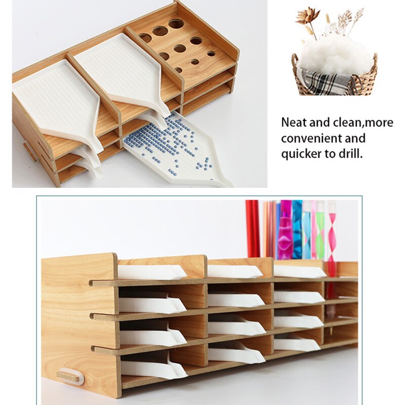 DIY Wooden Drawer Organizer Box Diamond Painting Tray DIY Craft Storage Accessoires Tools Kit Bead Container Organizer Racks