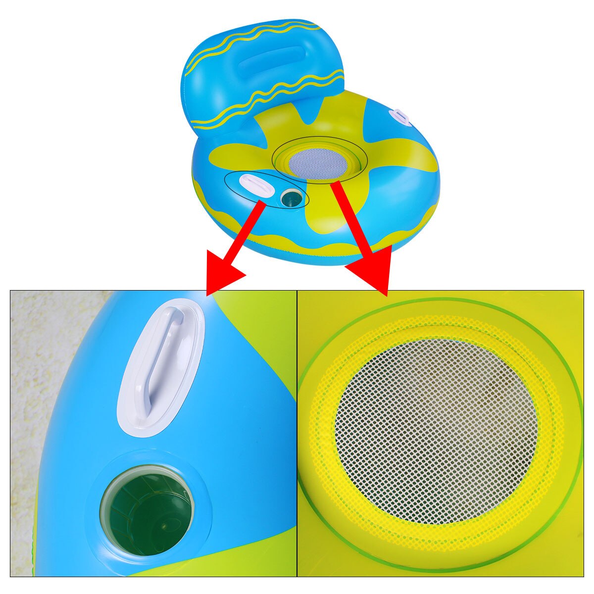 Durable Swimming Pool Floating Sofa Inflatable Pool Float With Handles Cup Slot For Adult Sea Star Net Circle Leak-Proof