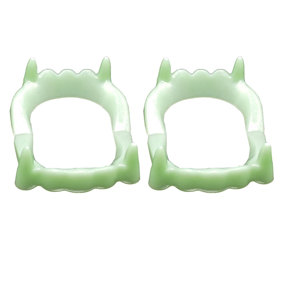 2Pcs Devil Tooth Fangs Halloween Decorative Vampire Luminous Dentures Halloween Novel Decoration Horror Tooth Costume Supply: Default Title