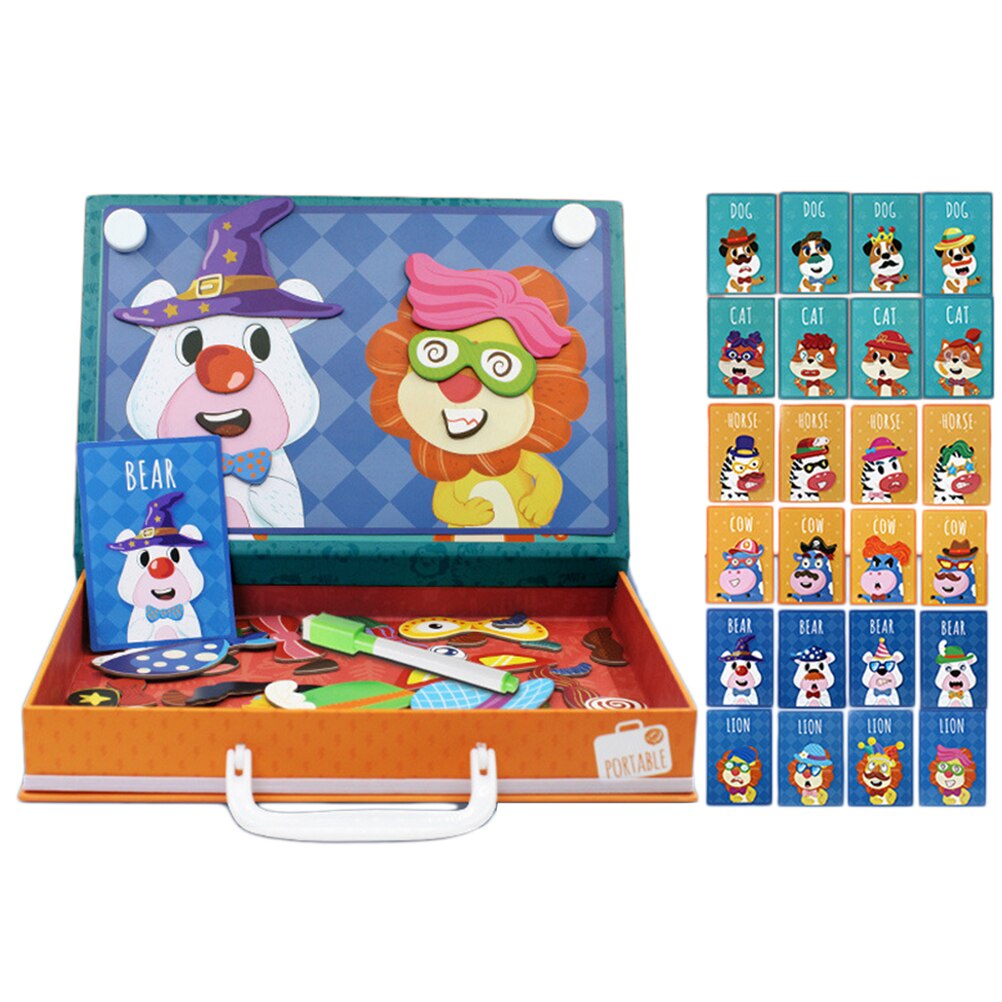Magnetic Puzzle Drawing Board - Wooden Jigsaw - Portable Educational Toy for Toddlers