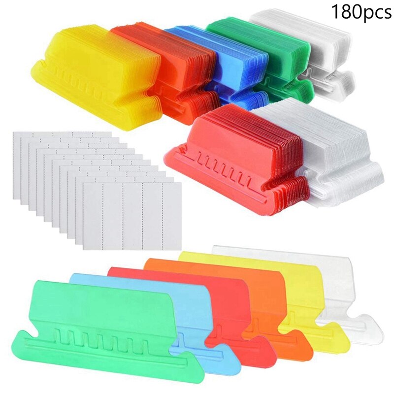 180 Sets File Document Tabs 2 Inch Hanging Folder Tabs and Multicolor Inserts for Quick Identification of Hanging Files