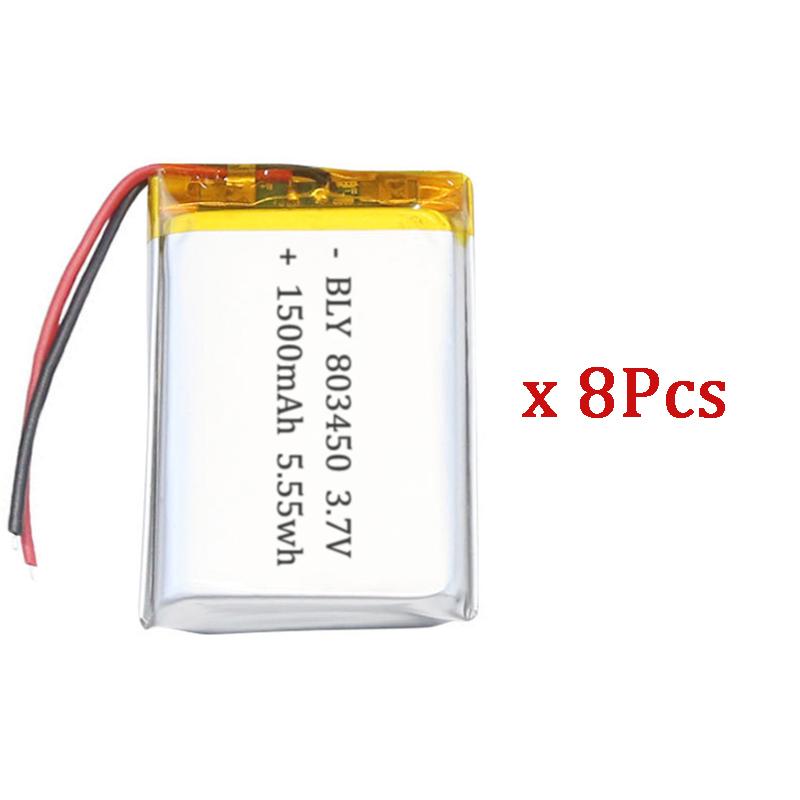 3.7V 1500mAh 803450 Batería de iones de litio de la batería de litio del polímero para la capacidad real del banco de energía GPS 100%: Rosa