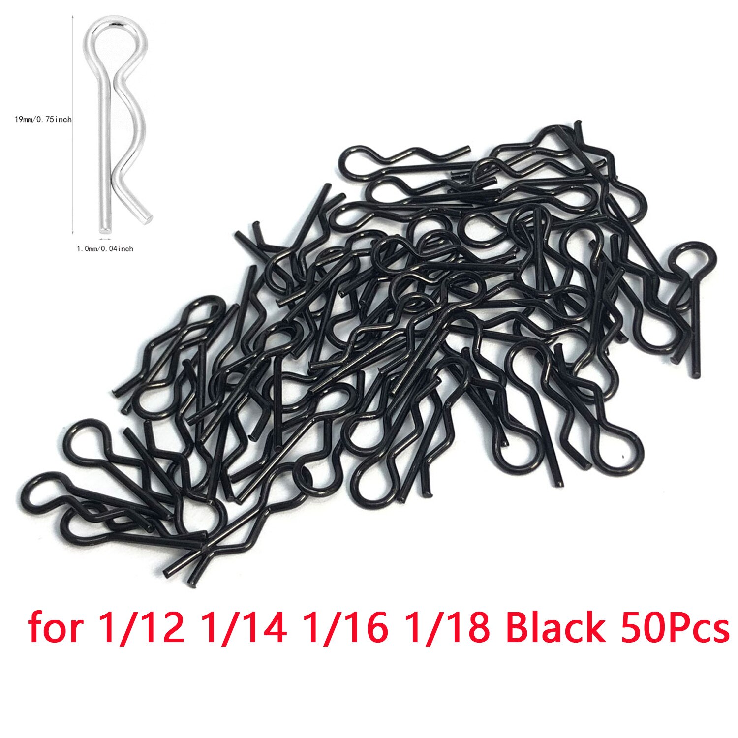 Piezas de coche RC de 50 piezas, 1/5, 1/6, 1/7, 1/8, 1/8, 1/12, Clips de carrocería, pasadores, pestillo de carcasa R, hebillas fijas TRAXXAS SCX10 HSP: 1-18 Black