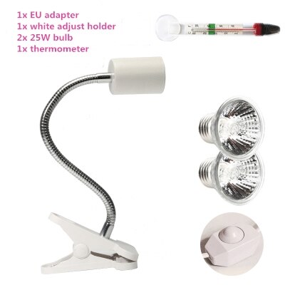 25w uva&uvb juster temperatur lamper skildpadde krybdyr varme tilbage kæledyr lys skildpadde calcium solarium akvarie habitat belysning: Juster hvid 2 lampe