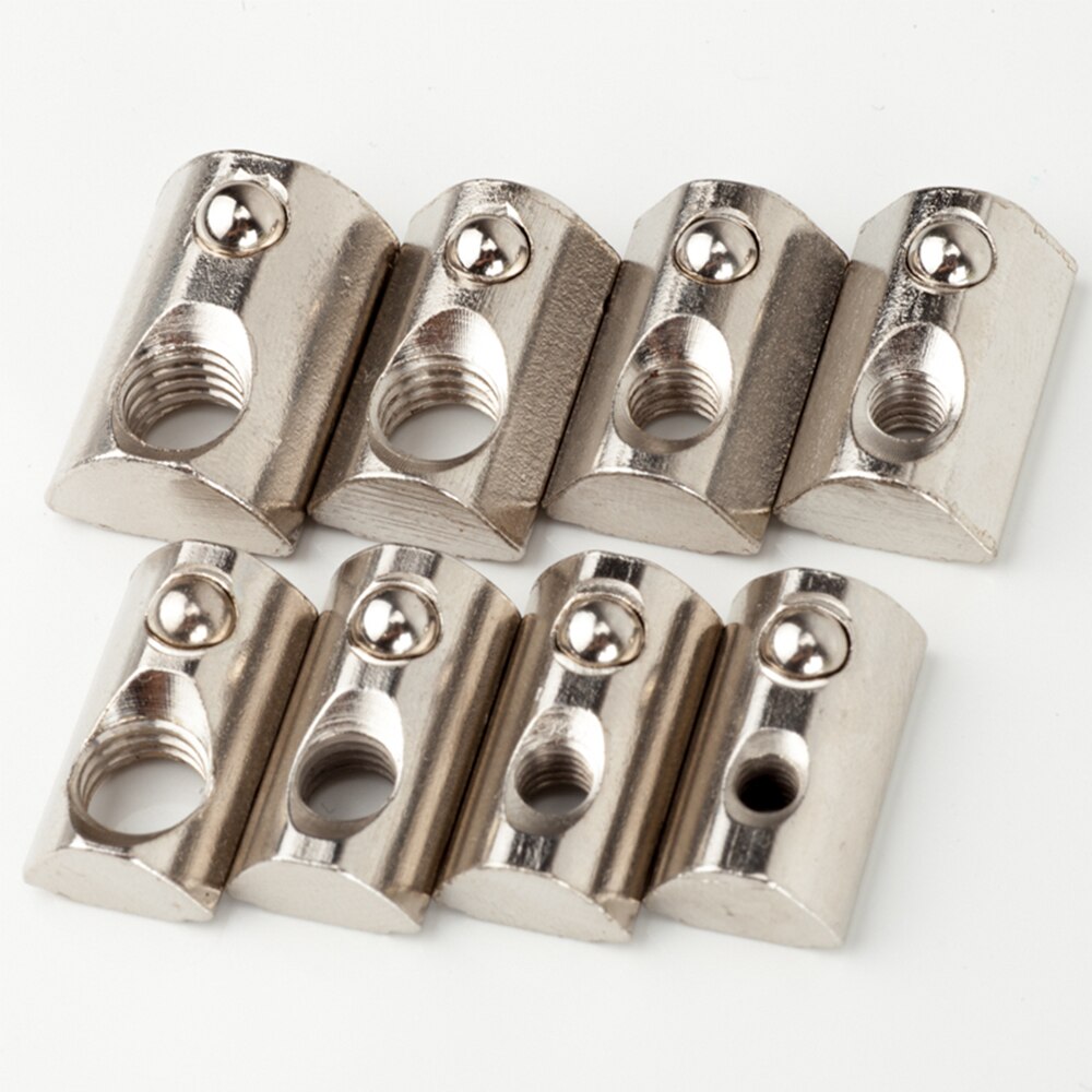 10 Uds 4040 la mitad tuerca redonda M3 M4 M5 M6 M8 de husillo de bolas bloque elástico tuerca estándar de la UE de la serie 40/45 accesorios de perfil de aluminio