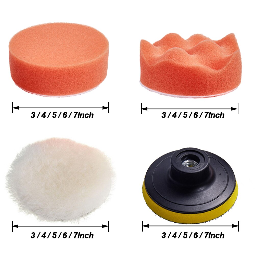 11Pcs Car Polish Pad 3''4''5''6''7'' Sponge Car Care Polisher Waxing Buffer Pad For Car Polisher Compound Polishing