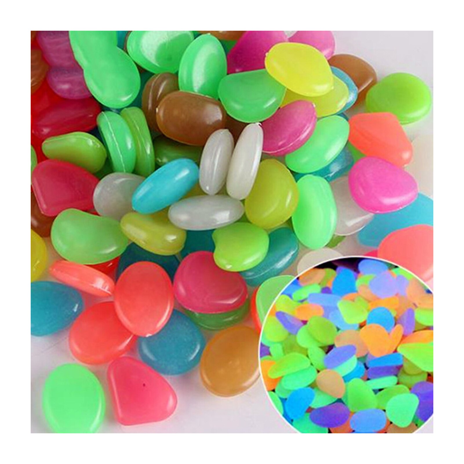 100pcs Garden Pebbles Outdoor Decoration Accessories Glow Stones Walkways Garden Path Patio Lawn Garden Luminous Decor Pebbles: Mix Color