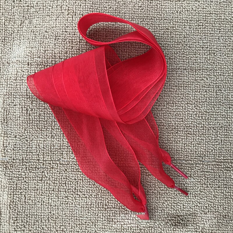 1 Paar 110Cm Mode Shoestrings Vrouwen Schoenveters Platte Zijde Satijn Lint Veters Sneakers Sport Schoenen Kant Boog: Rood