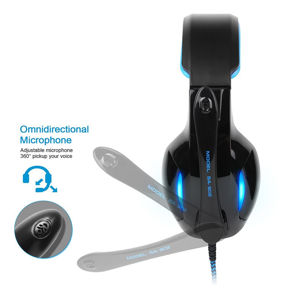 SADES SA-902 haute Performance 7.1 USB PC casque basses profondes jeu écouteurs avec LED Micphone pour joueur de jeux