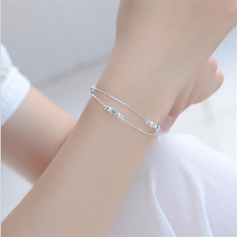 Klassieke Bal Ster Enkelbanden Voor Meisjes Accessoires Mode 925 Sterling Zilveren Armband Vrouwelijke Party Armband Zilveren Dame: bracelet