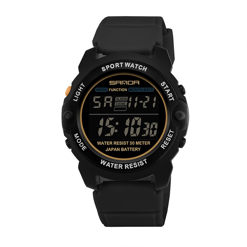 Sanda Fashionble Horloge Luxe Mannen Horloges Multifunctionele Digitale Waterdichte Elektronische Horloges Casual Outdoor Mannen Polshorloge: Black