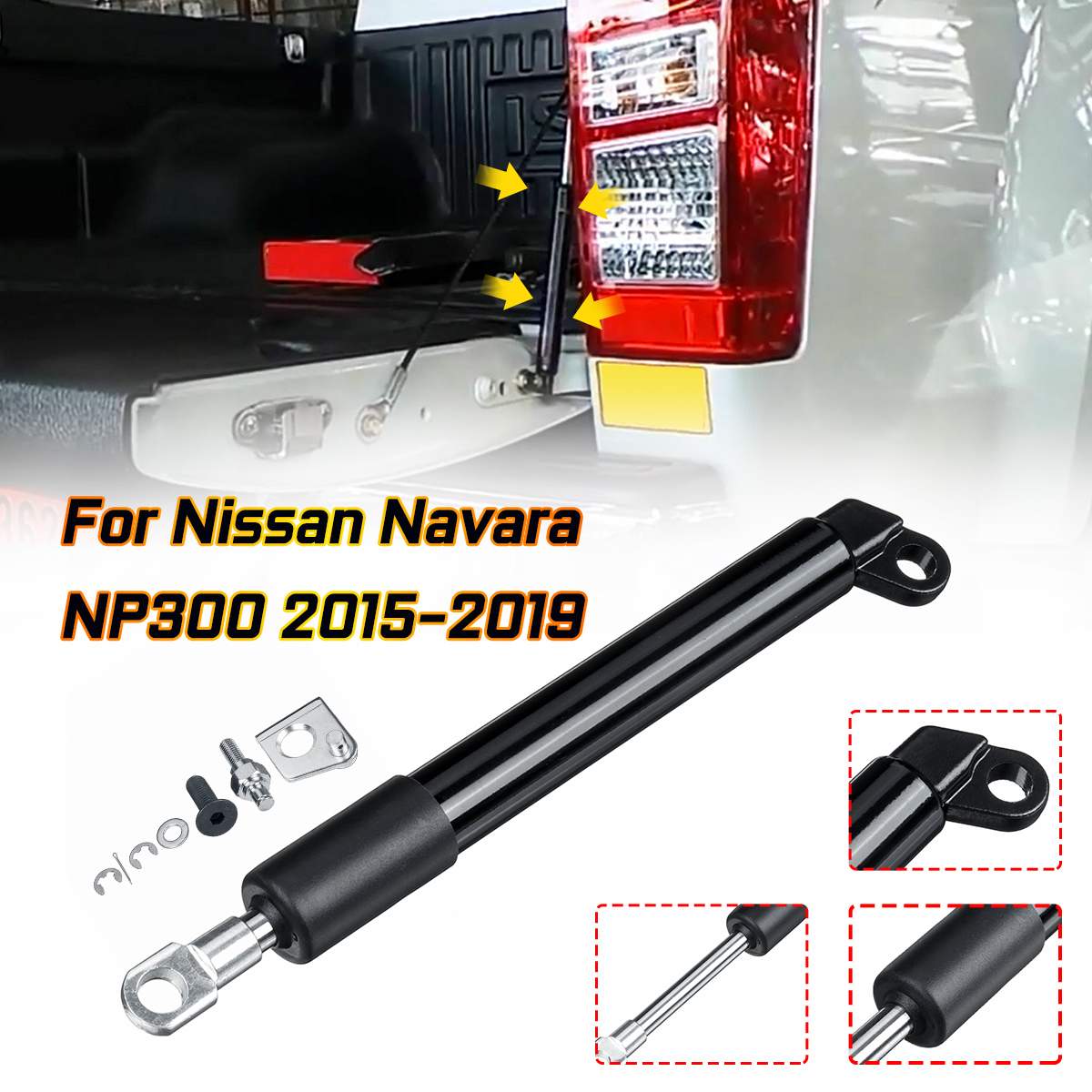 1Pcs NO Drill Holes Rear Trunk Gas Strut Liftgate Support Tailgate Kit Easy Slow Down For Nissan Navara NP300