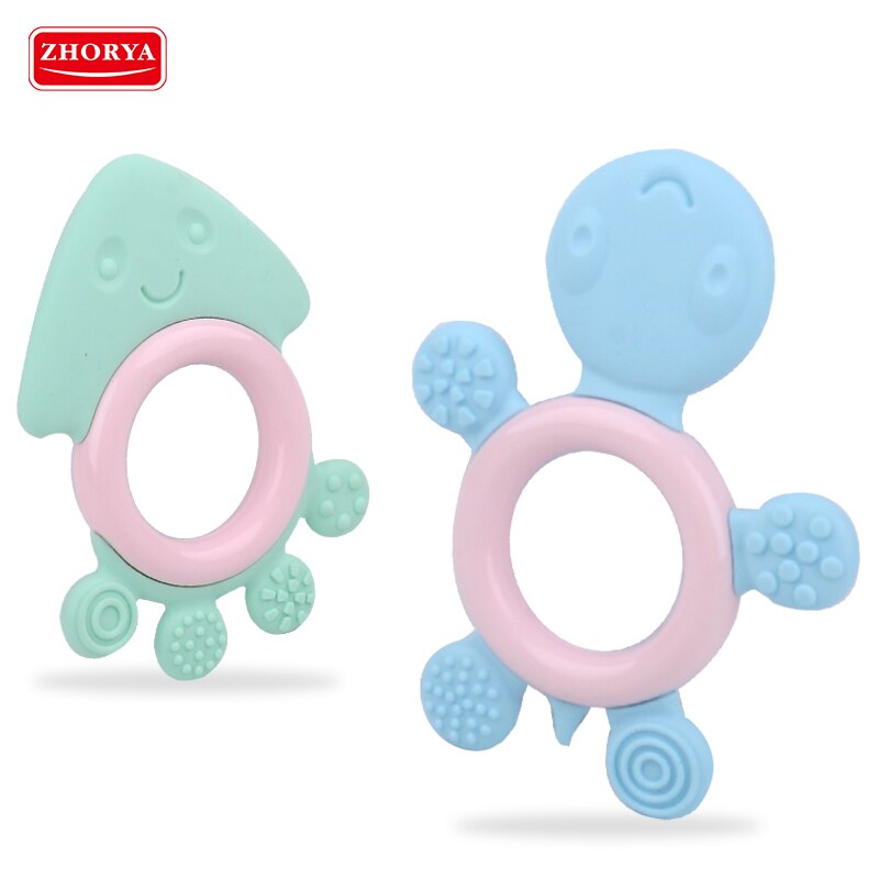 Zhorya Baby & Kleinkind Spielzeug Food Grade Silikon Beißring Rasseln Baby Zahnbürste Infant Ausbildung Zahn für kinder Baby