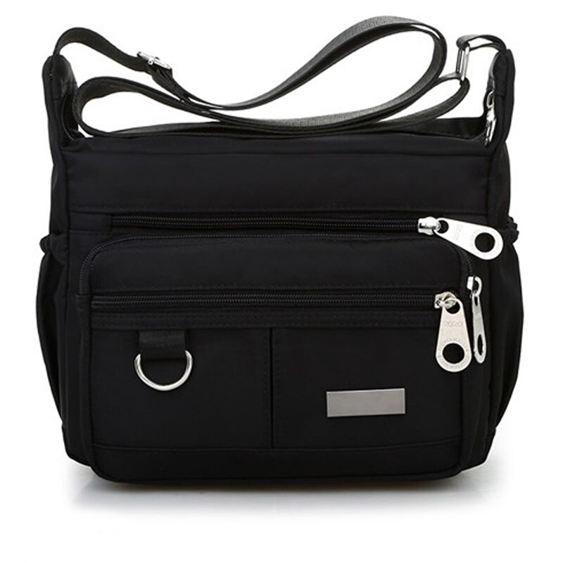 Vrouwen Schoudertas Waterdichte Nylon Messenger Bag Casual Schoudertas Grote Capaciteit Mode Handtas Dame Messenger Bag: Black