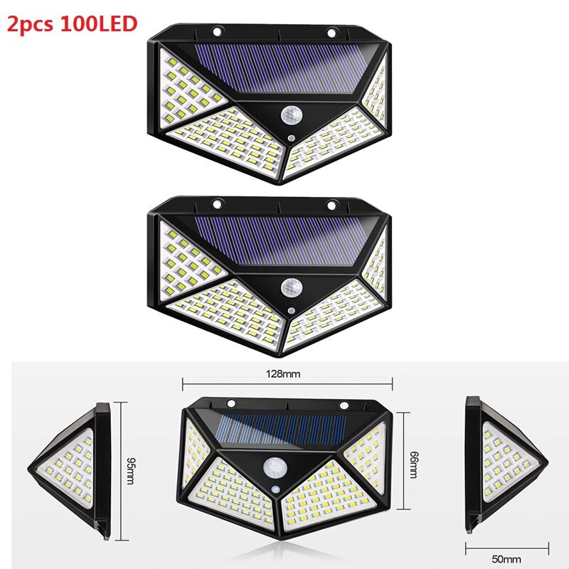 100/208LED Solar Motion Sensor Wall Light Waterproof Yard Security Lamp 3 Modes 120 Degree Four-Sided Wall Lamp: 7