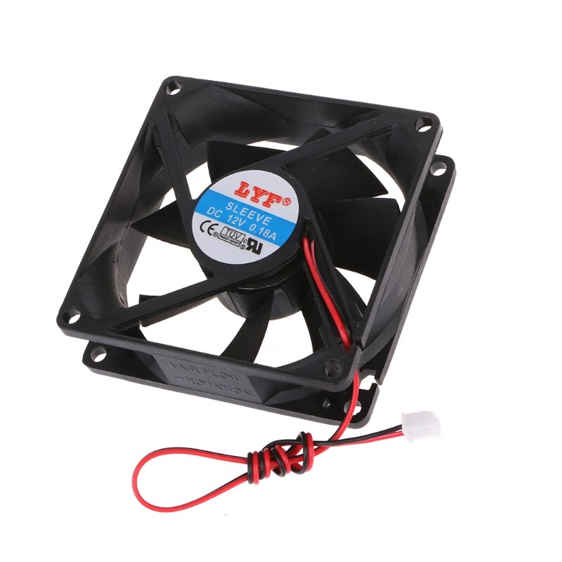 12V 2-Pin 80x80x25mm PC Computer CPU System Heatsink Brushless Cooling Fan