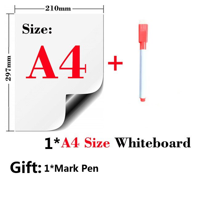 Magnetisch whiteboard  a4 zacht magnetisch bord droog uitwisbaar teken- en opnamebord voor koelkast koelkast met gratis: A4-1 pennen