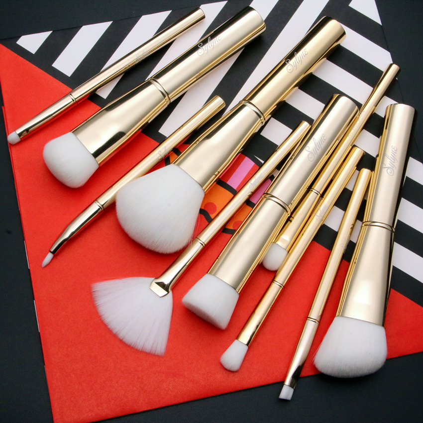Sylyne Make-Up Borstel Set 10 Stuks Metalen Handvat Gold Soft Make Up Kwasten Kit Tools.
