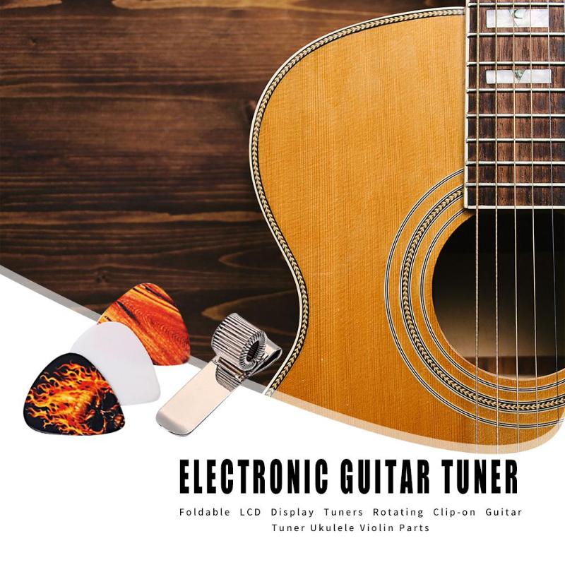 Guitar Pick Multi-function 1pc LCD Display Digital Clip-on Guitar Tuner Rotating Ukulele Bass Violin Tuners