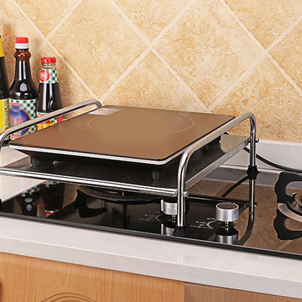 Stainless Steel Gas Burner Stove Stand Kitchen Electric Ceramic Cooker Rack Induction Cooking Rack Protective Cover Bracket
