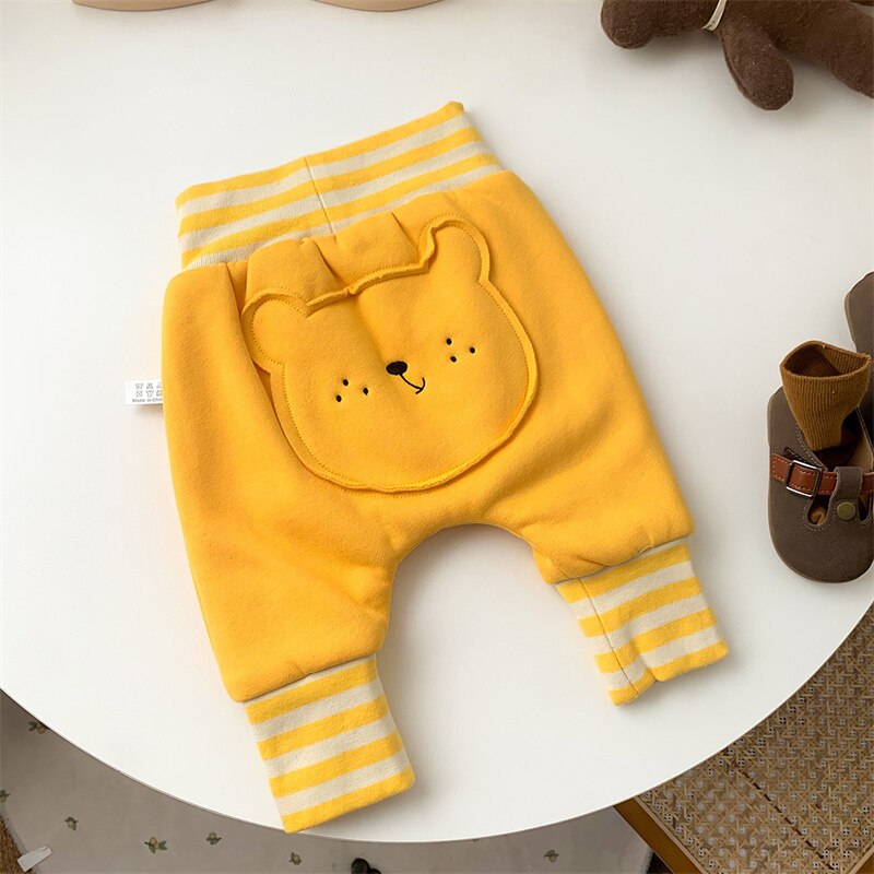 Pantalon en PP épais pour bébé, vêtement d&#39;hiver ample, taille élastique, sarouel de dessin animé, bas en laine pour tout-petit garçon: YELLOW / (73) 0-6 Months