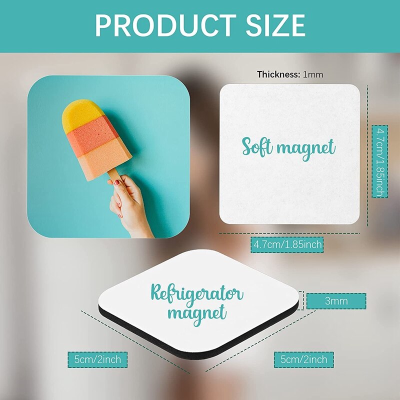 Sublimation Blank Refrigerator Magnets For Kitchen Office Calendar Decorative Square Fridge Magnet (24 Pcs)