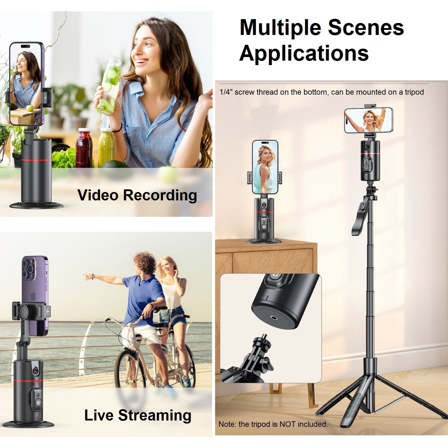 Statyw automatyczny do śledzenia twarzy 360 ° Obrót, AI Follow-up Selfie Desktop Śledzenie twarzy Uchwyt na telefon Stabilizator gimbala do telefonu