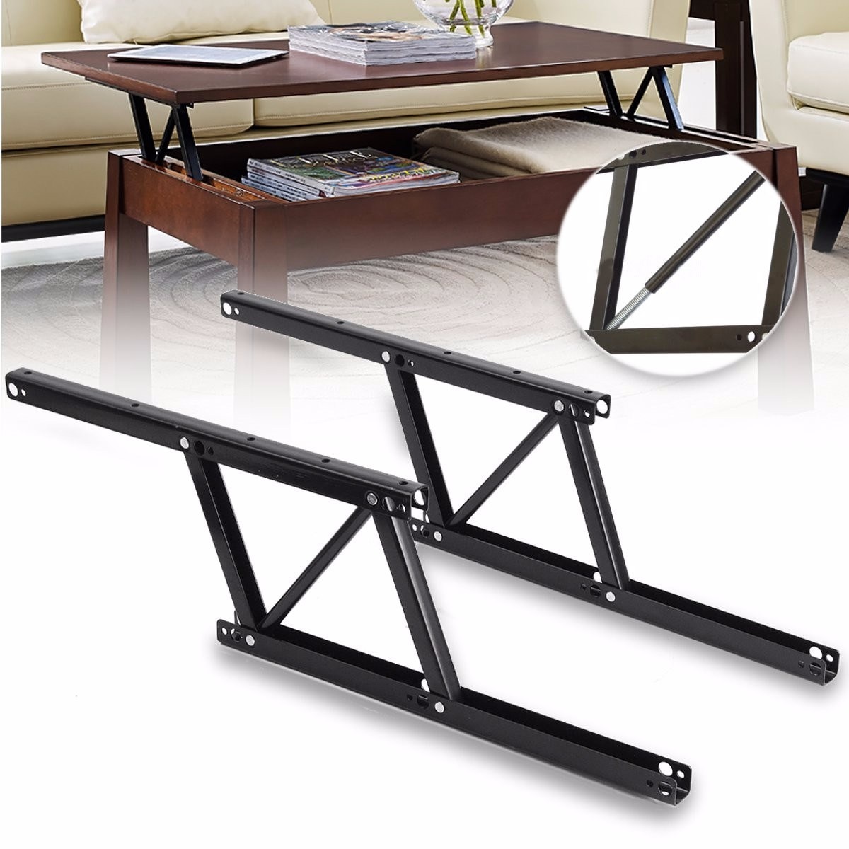 1 par 38*16.5cm løft op sofabordsmekanisme bordmøbler hardware brug af fiksering til bordskabsbord fjederhængsler