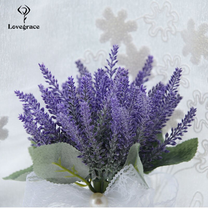 Lovegrace Lavender Flower Bouquet Bride Wedding Flower Artificial Purple Lavender Bridesmaid Sister Wedding Bouquet Home Decor
