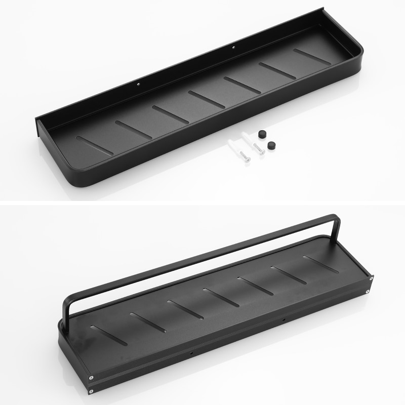 Badkamerplank, zwarte aluminium badkamerplanken, doucherek, zeephouder, shampoohouder, wandgemonteerd keukenrek, handdoekhouder