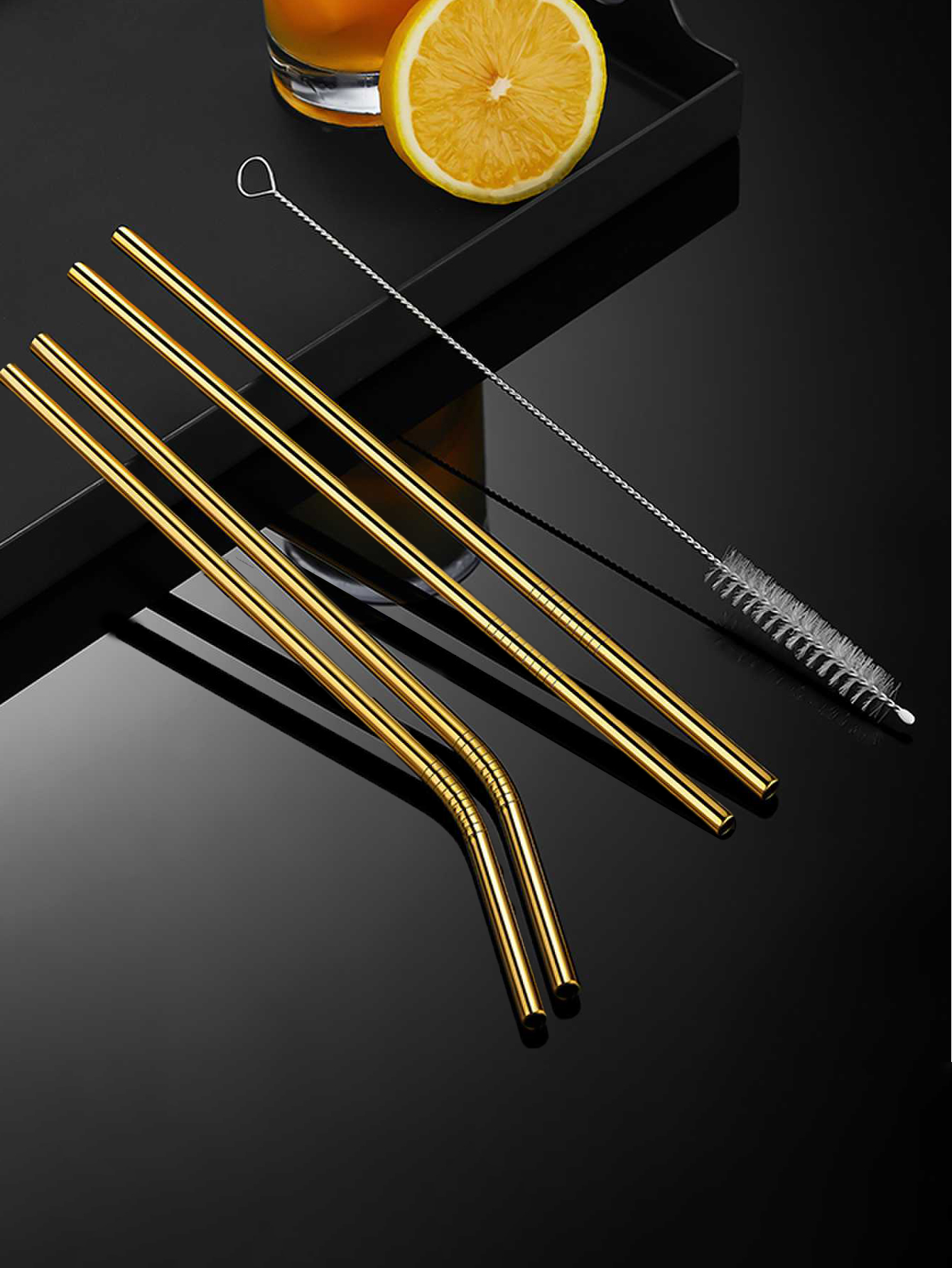 Set of 4 Stainless Steel Straws Set Eco Friendly Drinking Straw Party Favor Bar Accessory Reusable Metal Straws