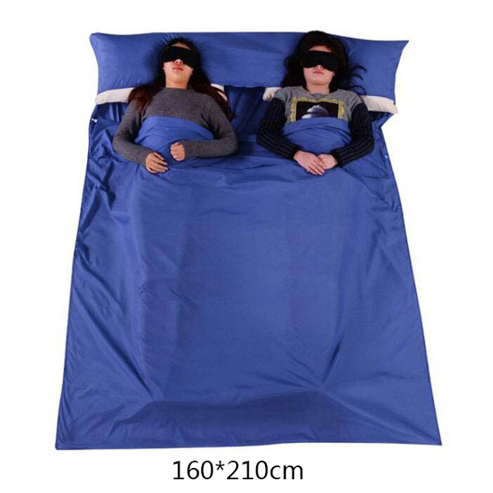 75/110cm x 210cm Ultralight Outdoor Slaapzak Camping Wandelen Zak Liner Draagbare Vouwen Reistassen: Blue 160x210cm