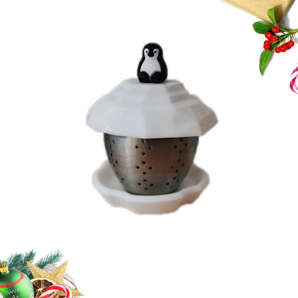 Edelstahl Tee Infuser Filter Pinguin Tee Sieb Tee Filter Tee Leckage Tee Kunst Werkzeug für Haus (Weiß)