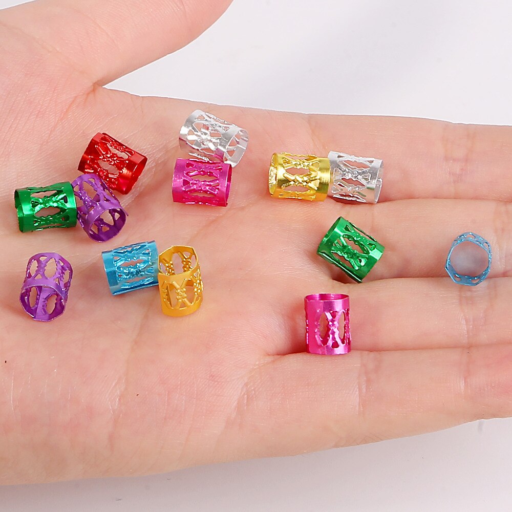 50 stk/pakke 8mm 8 farver blandede perler til tøj dekoration justerbare hår fletringe manchet klips syning håndværk diy rør smykker