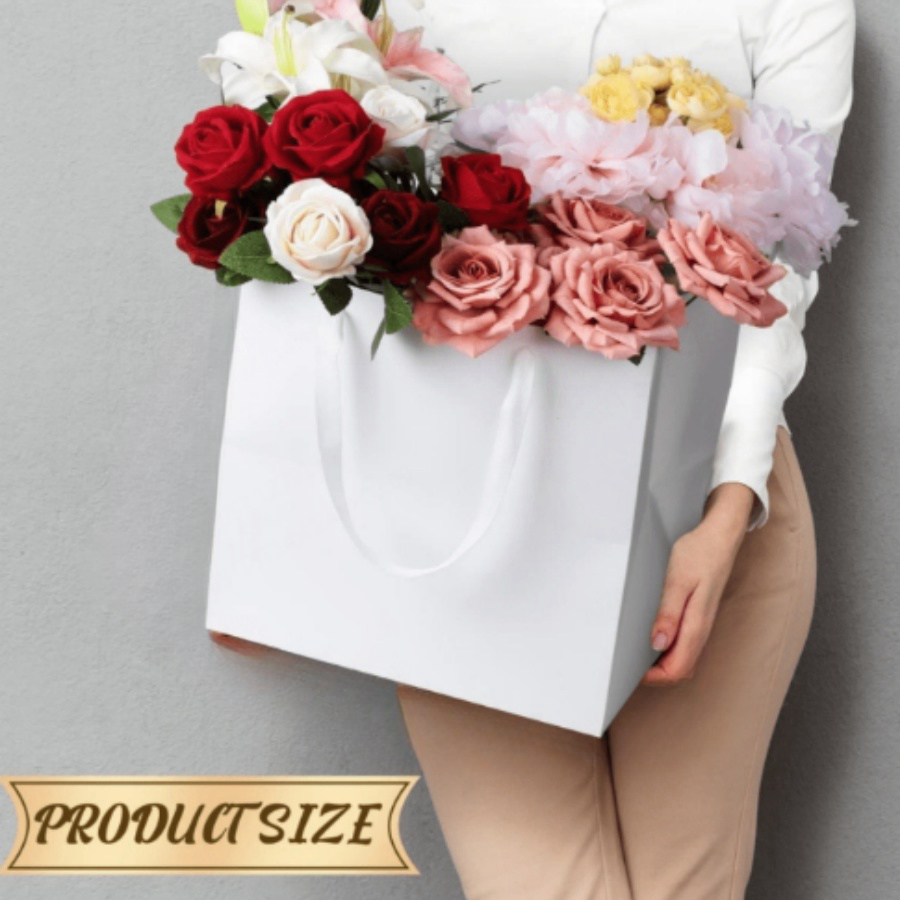 3PCS Large White Kraft Paper Bags with Handles Square Bags Bulk, Large Shopping Merchandise Bags, Wedding Bags, Birthd