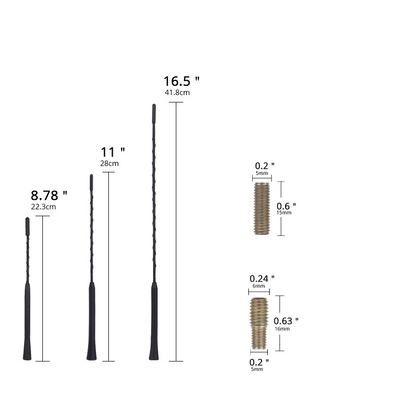 Bilantenne 9 &quot; 11 &quot; 16 &quot; til toyota ford chevrolet bmw mazda golf volkswagen auto radio antenne bil universal antenne bil mast