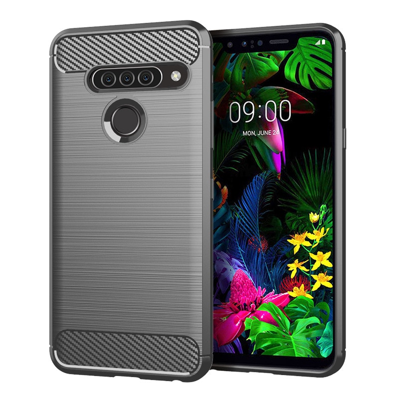 Für LG G8S ThinQ Fall Weichen Carbon Telefon Fall Für LG G8S ThinQ Stoßfest Volle Schutz Silikon Stoßstange: Grau