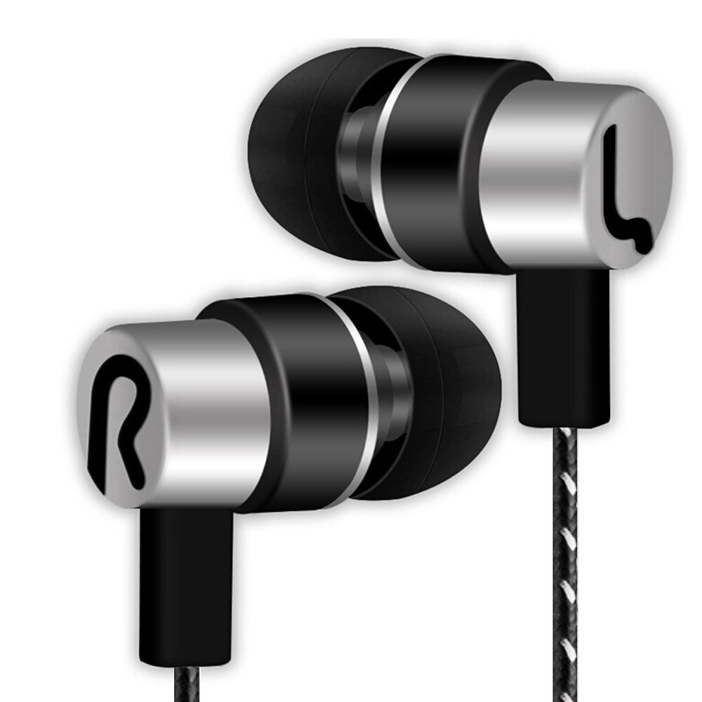 Universele 3.5mm In-Ear Oortelefoon 3.5mm Super Bass Headset Hifi Stereo Muziek Oordopjes Sport Koptelefoon Voor Mobiele Telefoon # sw: Silver 