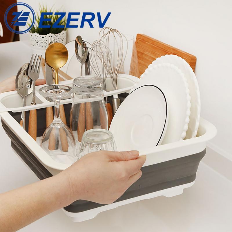 Camper-escurridor de platos plegable para coche, estante para la vajilla, cuenco portátil, TPR, de fregadero, barco, caravana, accesorios, remolque