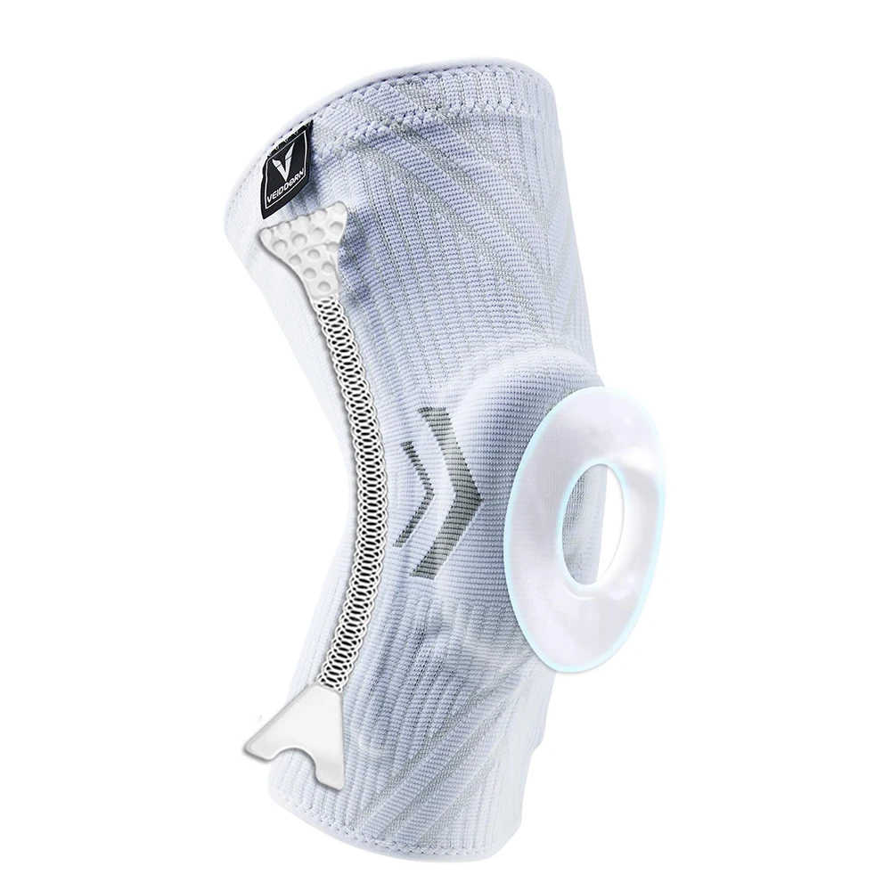 Latest Knee Support for Men Pressurized Elastic Knee Brace with Silicone Spring Basketball Volleyball Knee Pads: L / WHITE