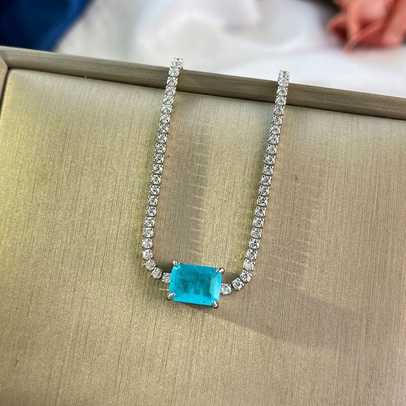 OEVAS 100% 925 en argent Sterling Paraiba Tourmaline Bracelet pour les femmes étincelant plein haute teneur en carbone diamant filles fête Fine bijoux