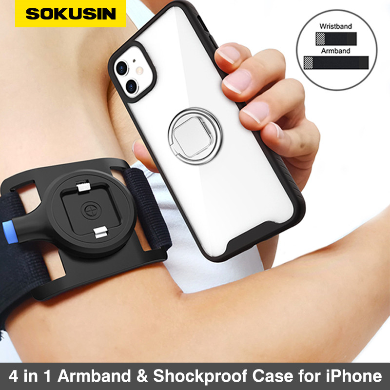SOKUSIN Sport Runing Armbinde Armbinde Telefon Halfter Halterung Mit Stoßfest fallen Arme Band Stehen Für iPhone X XS 13 12 11 Profi Max