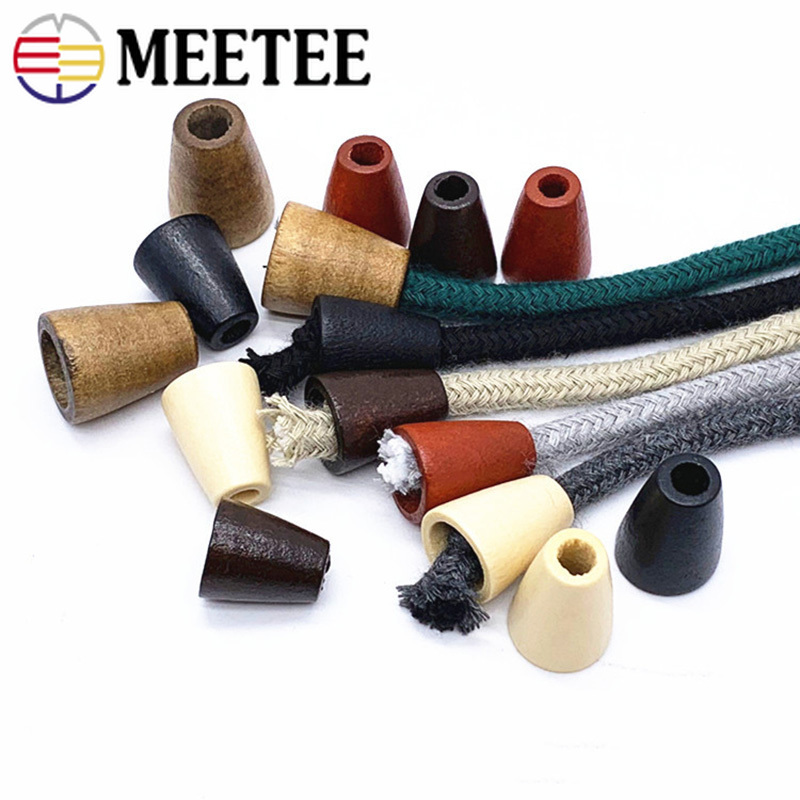 Meetee 20 stk træ trompet vedhæng prop spænde hat reb bælte snor lås gør-det-selv snøre hale klip snor ende tilbehør  ds015