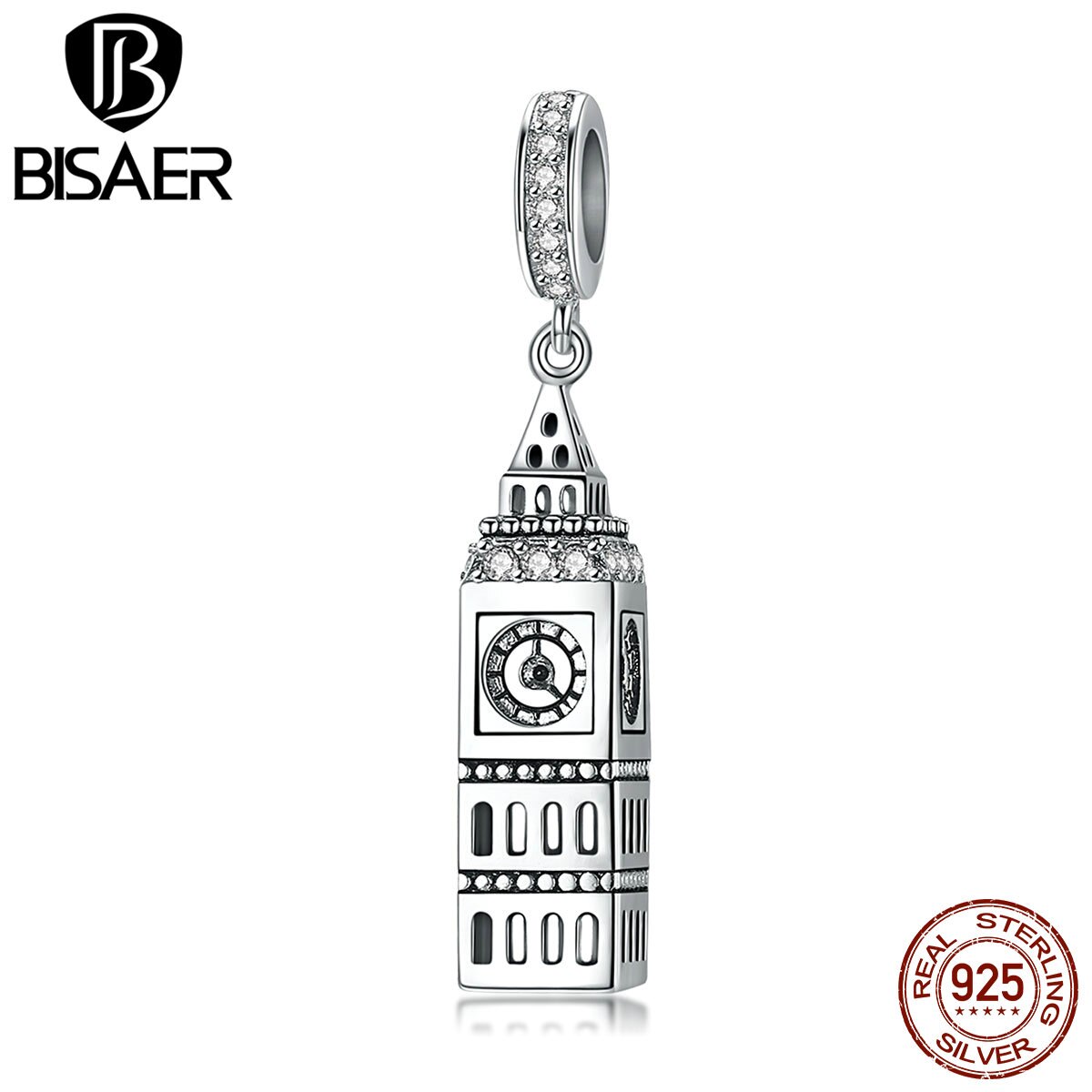 BISAER, abalorios de Plata de Ley 925 con de Big Ben UK británico Ben, Pulsera Original de plata 925, fabricación de joyas ECC868