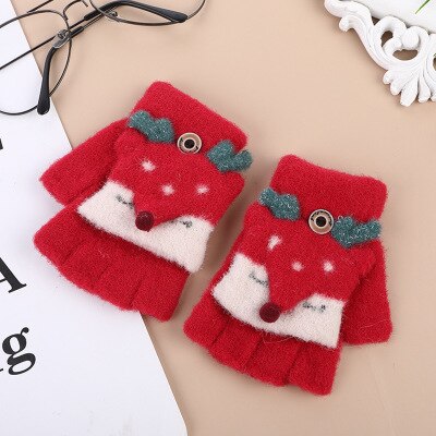 Winter Handschuhe freundlicher Finger Handschuhe Nette Karikatur Ebene Mitttens für freundlicher Baby Jungen Mädchen Winter Handschuhe für Weihnachten: rot